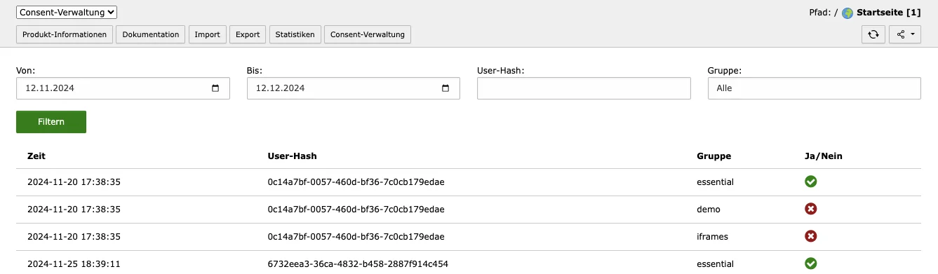 TYPO3 Cookie Opt-In Consent-Verwaltung