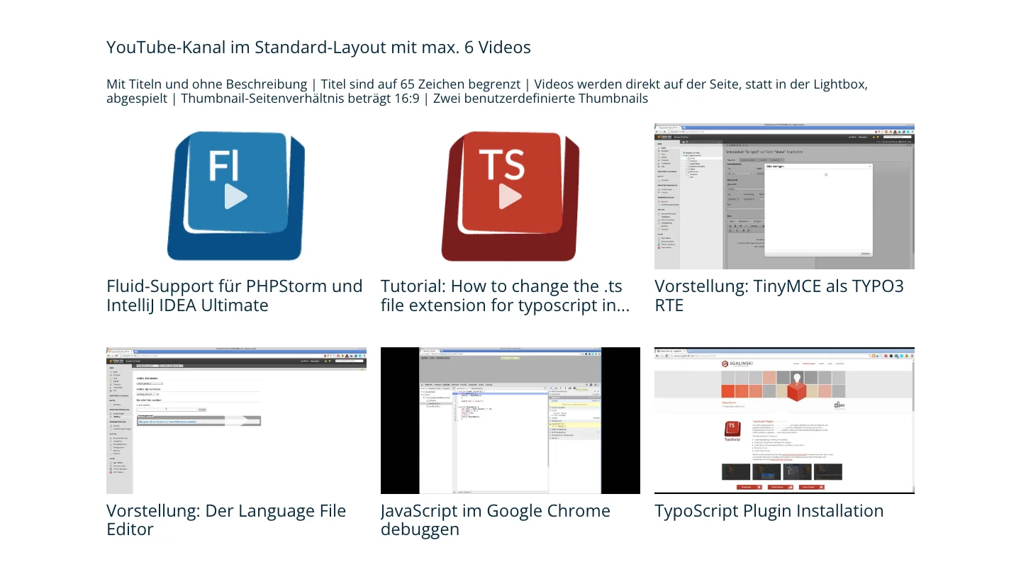 Mediathek mit sg_vimeo TYPO3 Extension