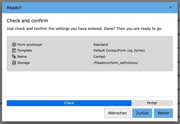 TYPO3 Modul Forms Predefined Form Ready