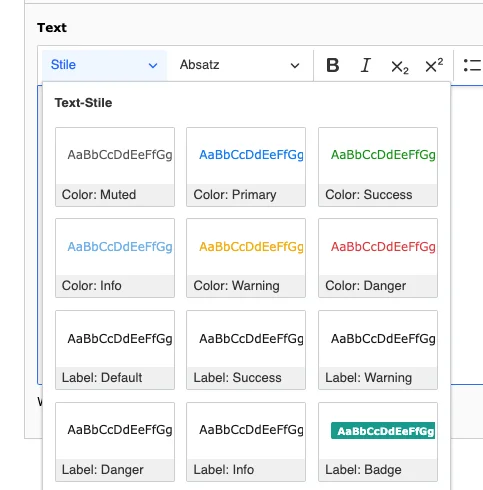 TYPO3 CKEditor Rich Text Editor Text styles in the backend