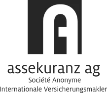 Logo der assekuranz ag: weißes A auf schwarzem Quadrat mit Firmenname darunter