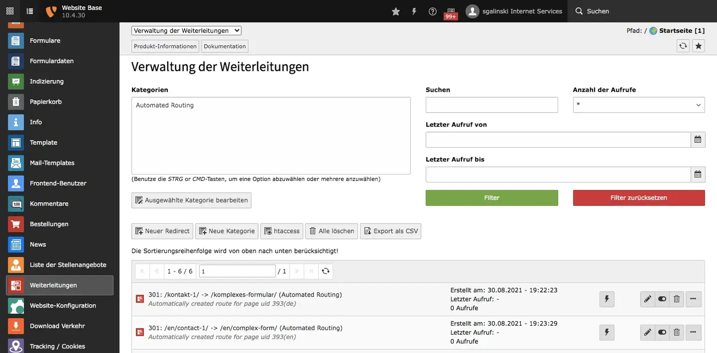 TYPO3 sg_routes Extension