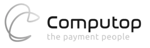 Computop-Logo mit stilisierter C-Form und Slogan "the payment people"