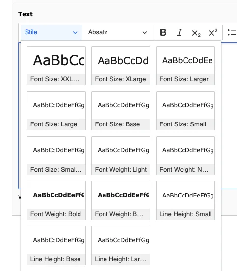 TYPO3 CKEditor Rich Text Editor Text styles backend