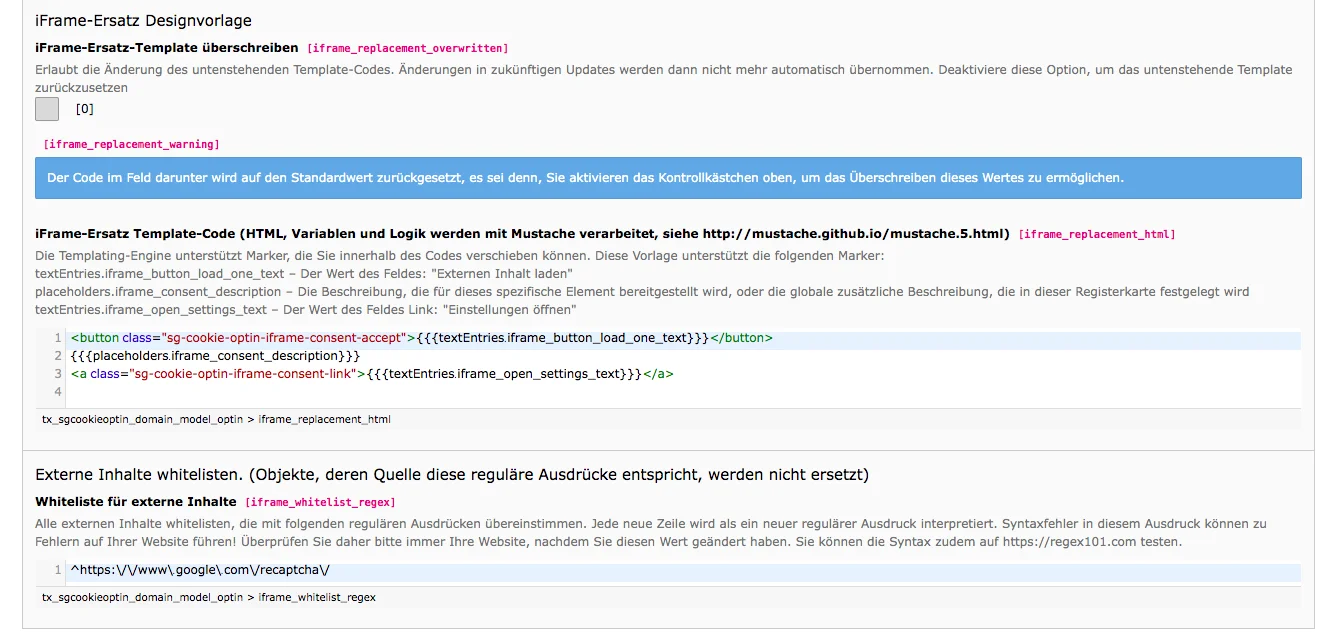 Cookie Consent TYPO3 Backend Tab External Content Whitelist