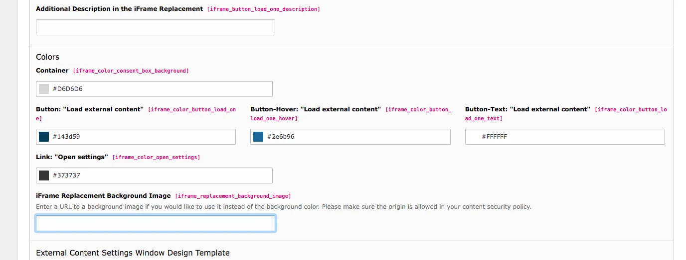 Cookie Consent TYPO3 External Content Colors & Background Image