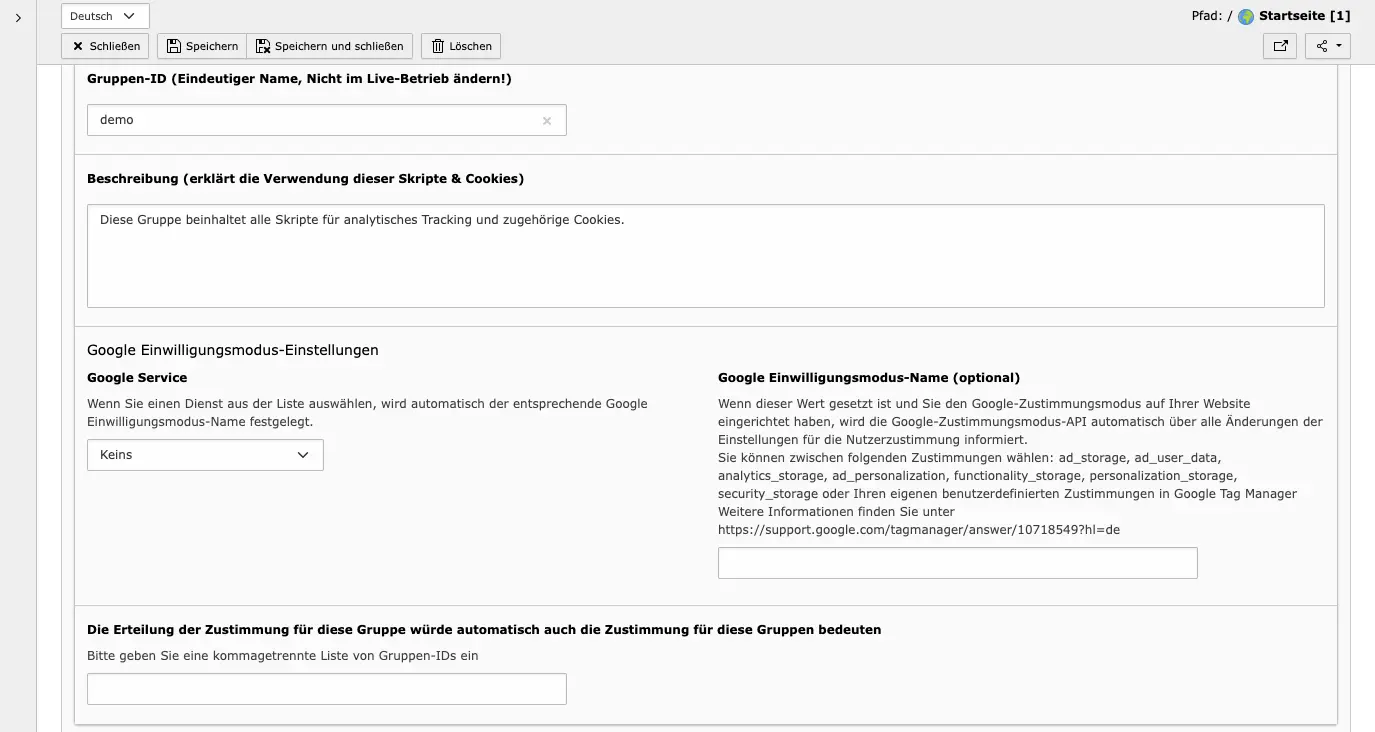 TYPO3 Cookie Opt-In Google Consent Mode