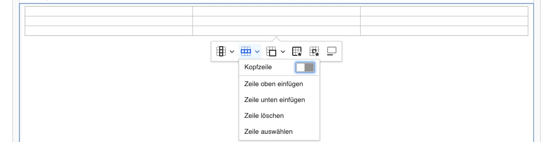 TYPO3 CKEditor Rich Text Editor Table Row options