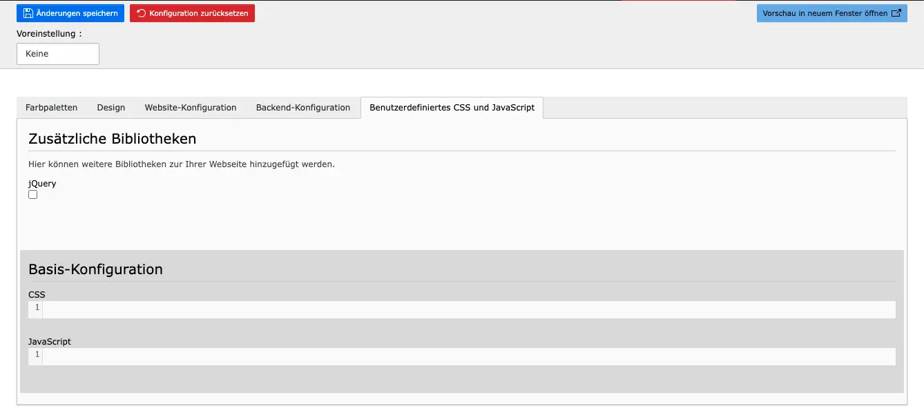 TYPO3 Module Website Configuration Tab Custom CSS and JavaScript