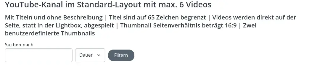 TYPO3 Video Extensions Filter im Frontend