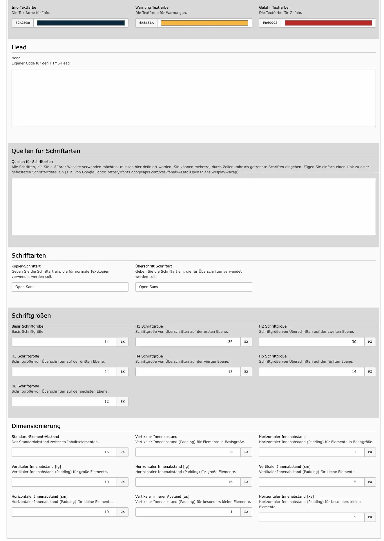 TYPO3 Module Website Configuration Tab Design