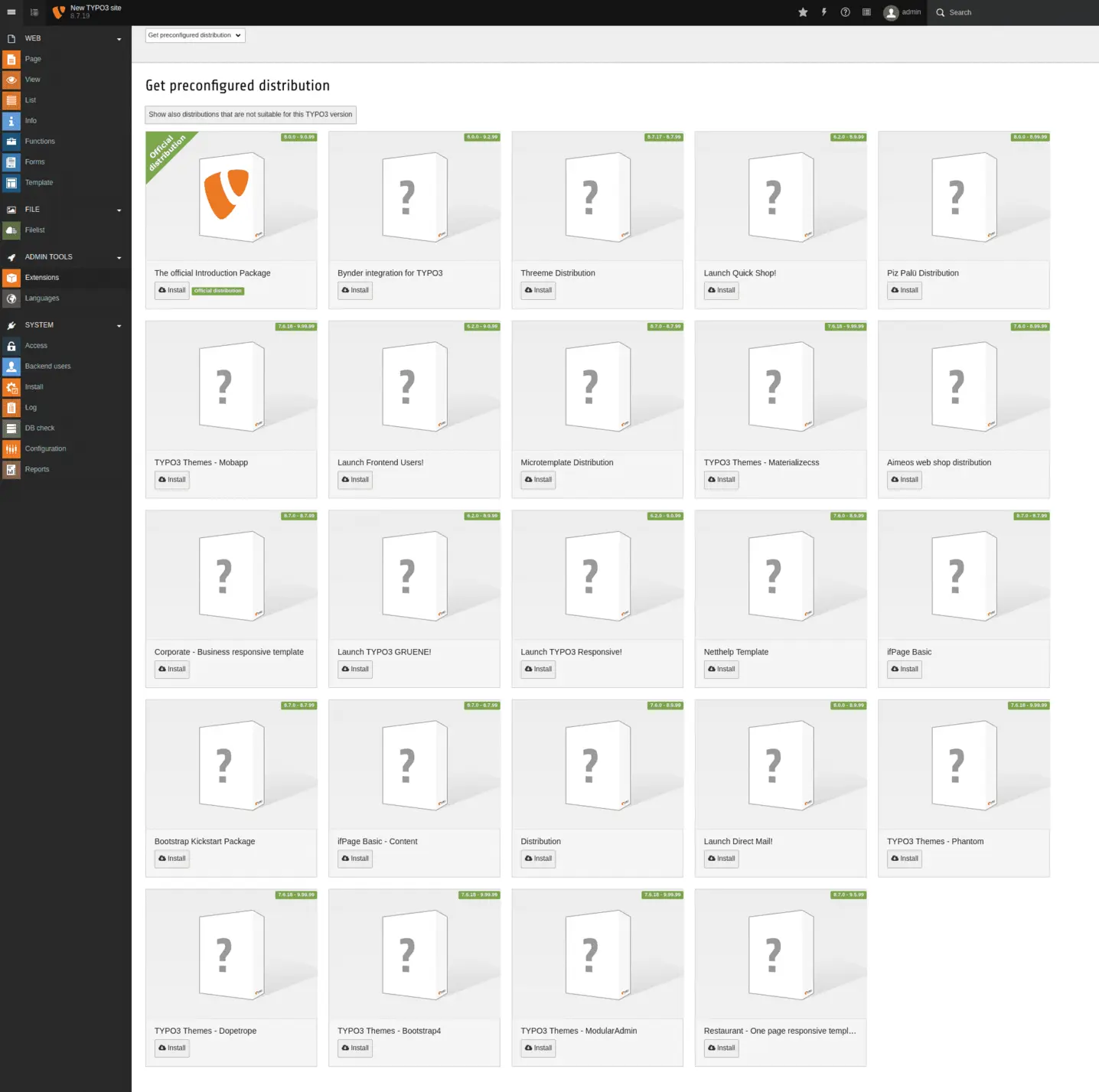 TYPO3 Backend