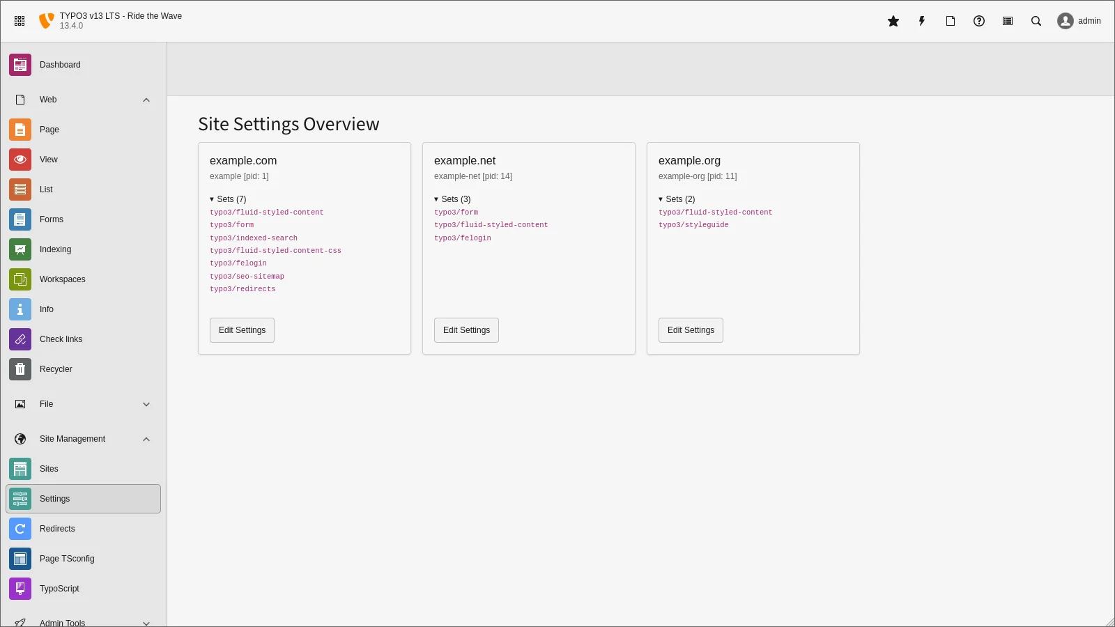 TYPO3 Site Sets Overview
