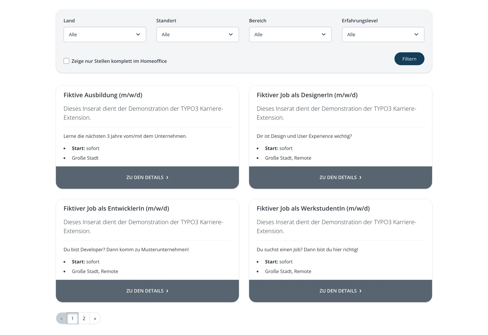 TYPO3 Website-Base career page