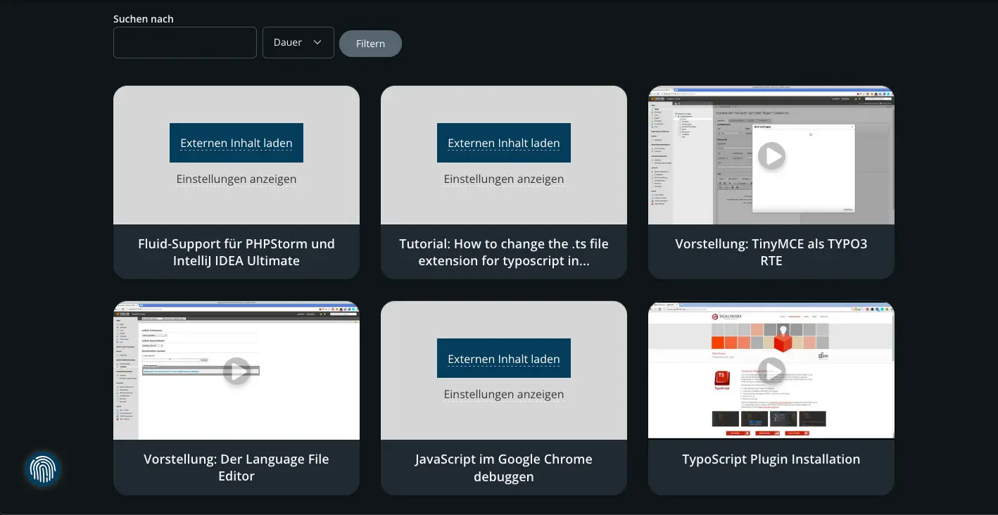 TYPO3 Cookie Optin Externe YouTube Inhalte