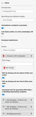 TYPO3 Backend Modul Formulare Finisher 'PDF in Formular umwandeln'