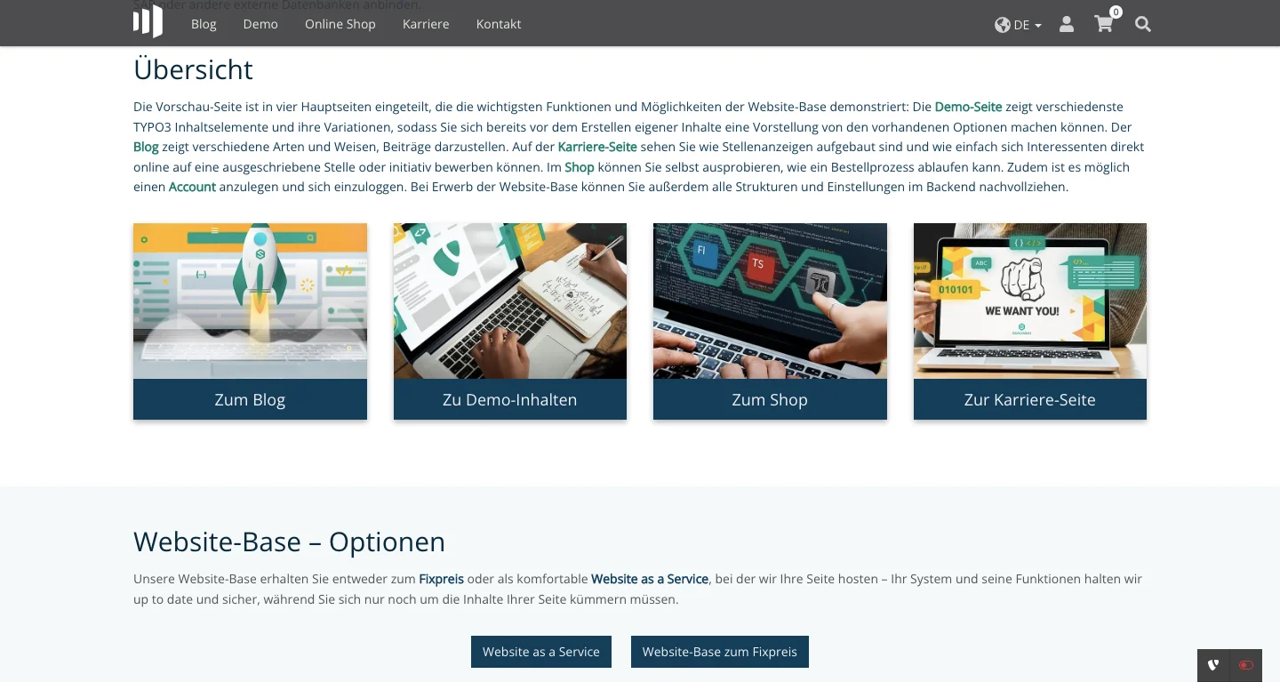 TYPO3 Website-Base home page